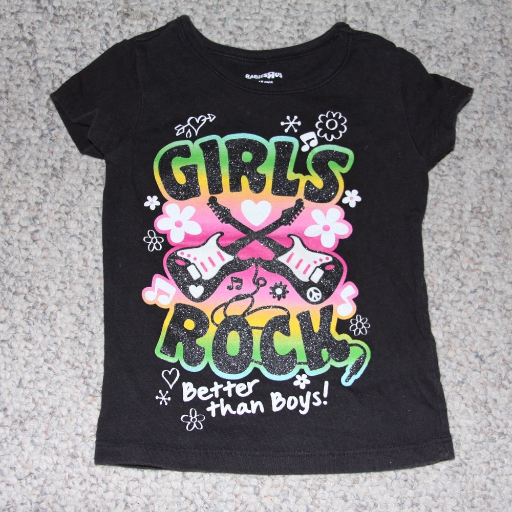 BabiesRus Black Glittery "Girls Rock" T-shirt